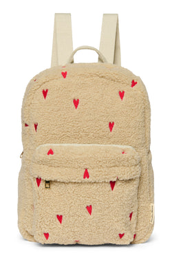 Ecru Teddy Hearts MIDI Backpack with Front Pocket