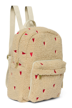 Ecru Teddy Hearts MIDI Backpack with Front Pocket