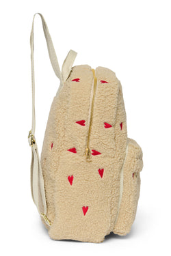 Ecru Teddy Hearts MIDI Backpack with Front Pocket