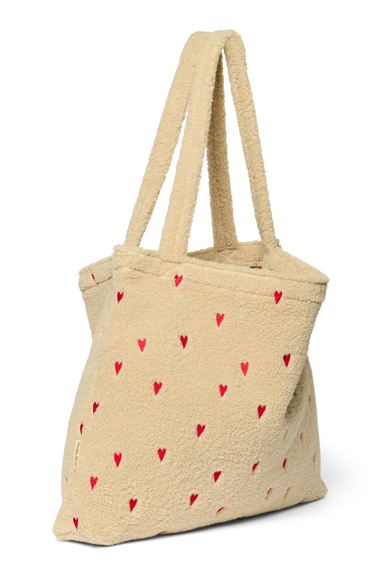 Ecru Teddy Hearts Mom Bag