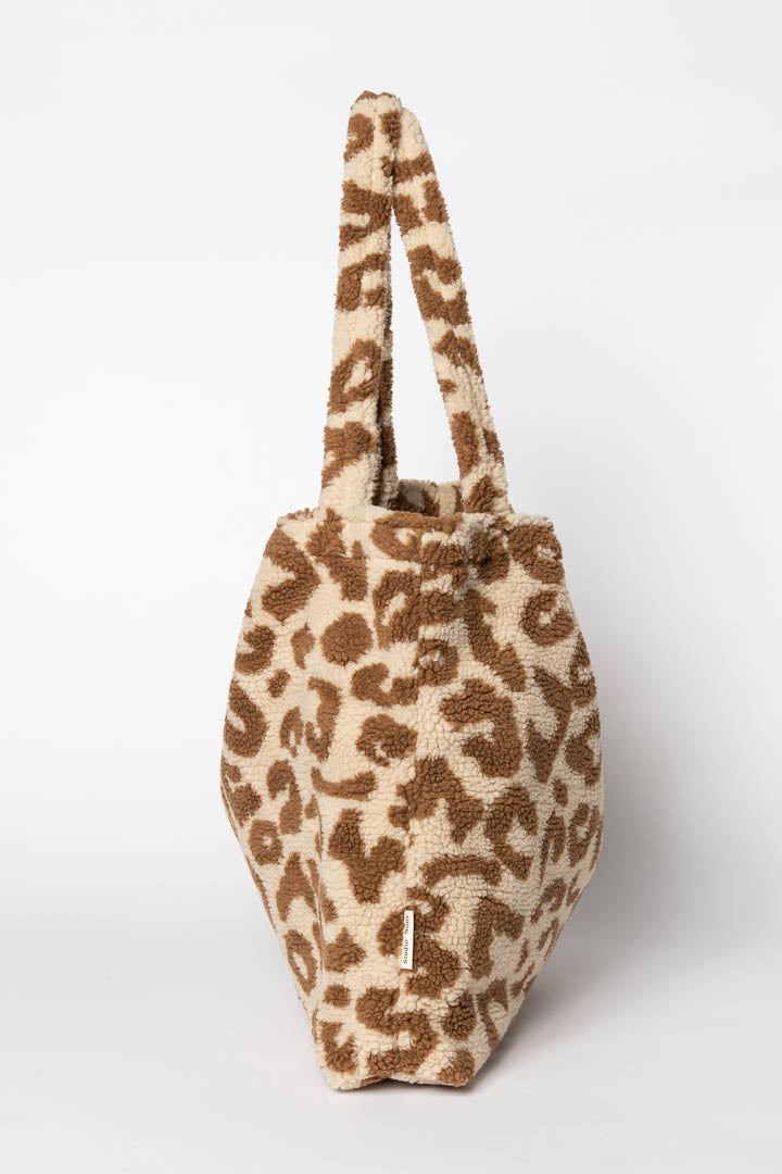Ecru Luipaard Teddy Mom Bag