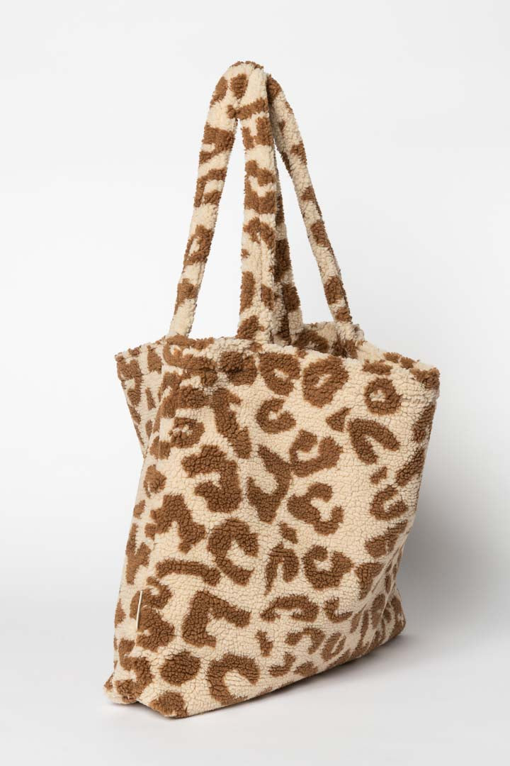 Ecru Luipaard Teddy Mom Bag