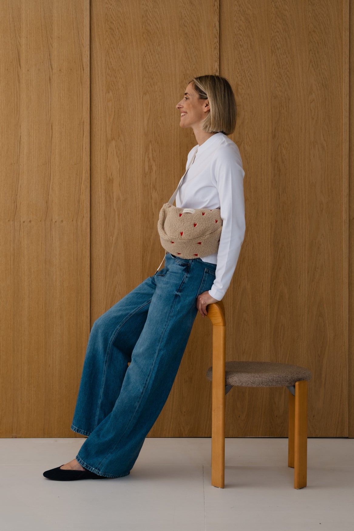 Teddy Adult Fanny Pack | Ecru Hearts