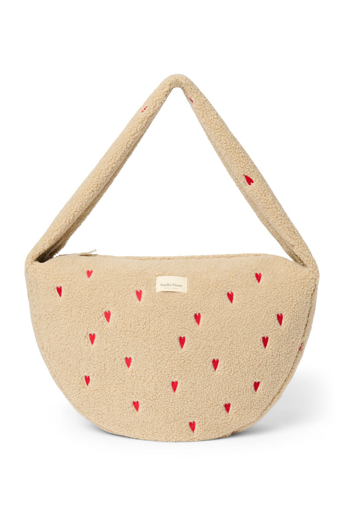 Teddy Cross Body Bag | Ecru Hearts