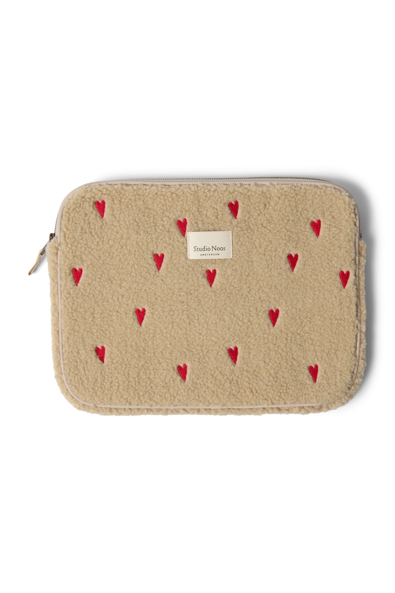 Teddy Hearts Laptop Hoes 13 Inch | Ecru Hearts