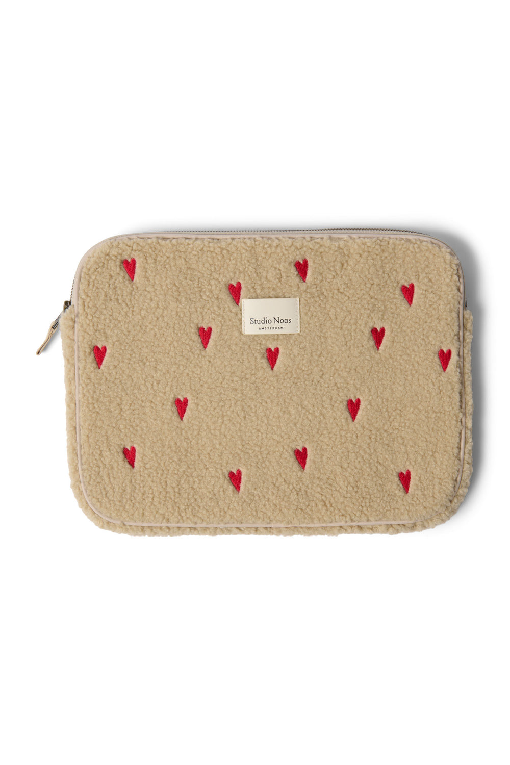 Teddy Hearts Laptop Hoes 13 Inch | Ecru Hearts