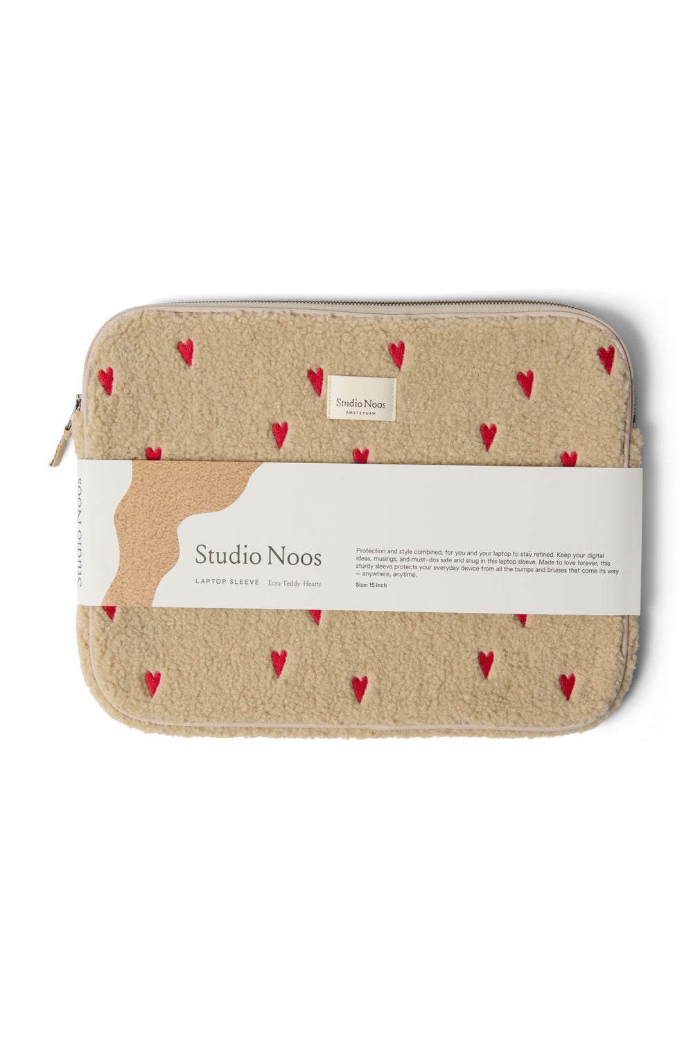 Teddy Hearts Pochette Pour Ordinateur Portable 15 Inch | Écru Hearts
