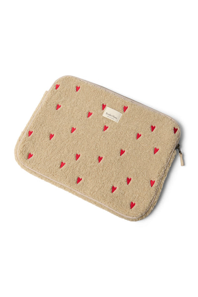 Teddy Laptop Sleeve 15 Inch | Ecru Hearts