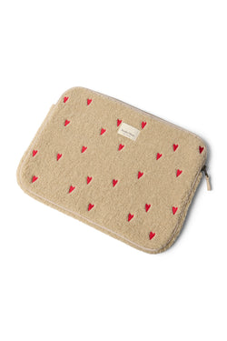 Teddy Hearts Pochette Pour Ordinateur Portable 15 Inch | Écru Hearts