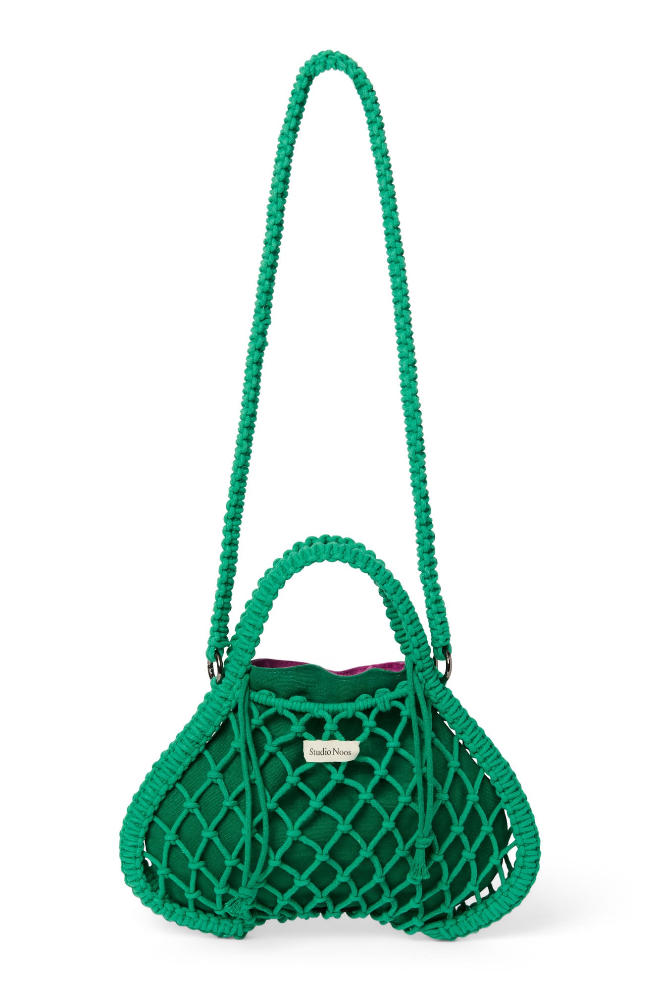 Purple-Green Reversible Insert | Green Macramé Mini Handbag with