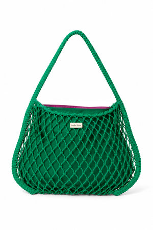 Paars-Groene Dubbelzijdige Insert | Groene Macramé Mom Bag met