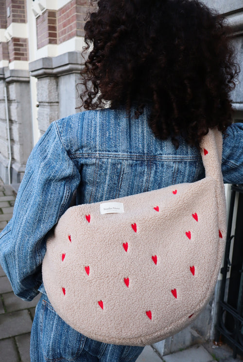 Teddy Cross Body Bag | Ecru Hearts
