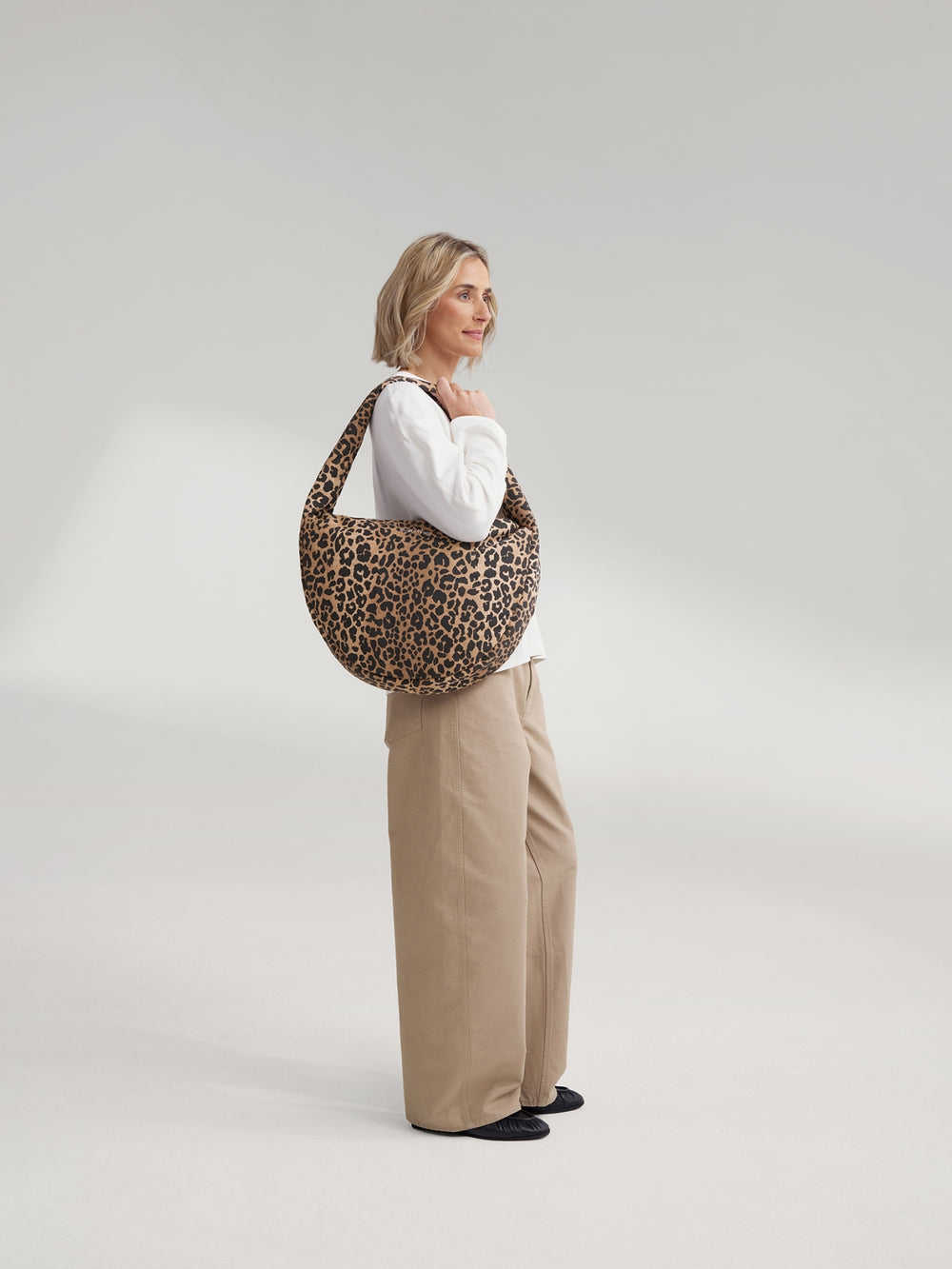 Cotton Cross Body Bag | Brown Leopard