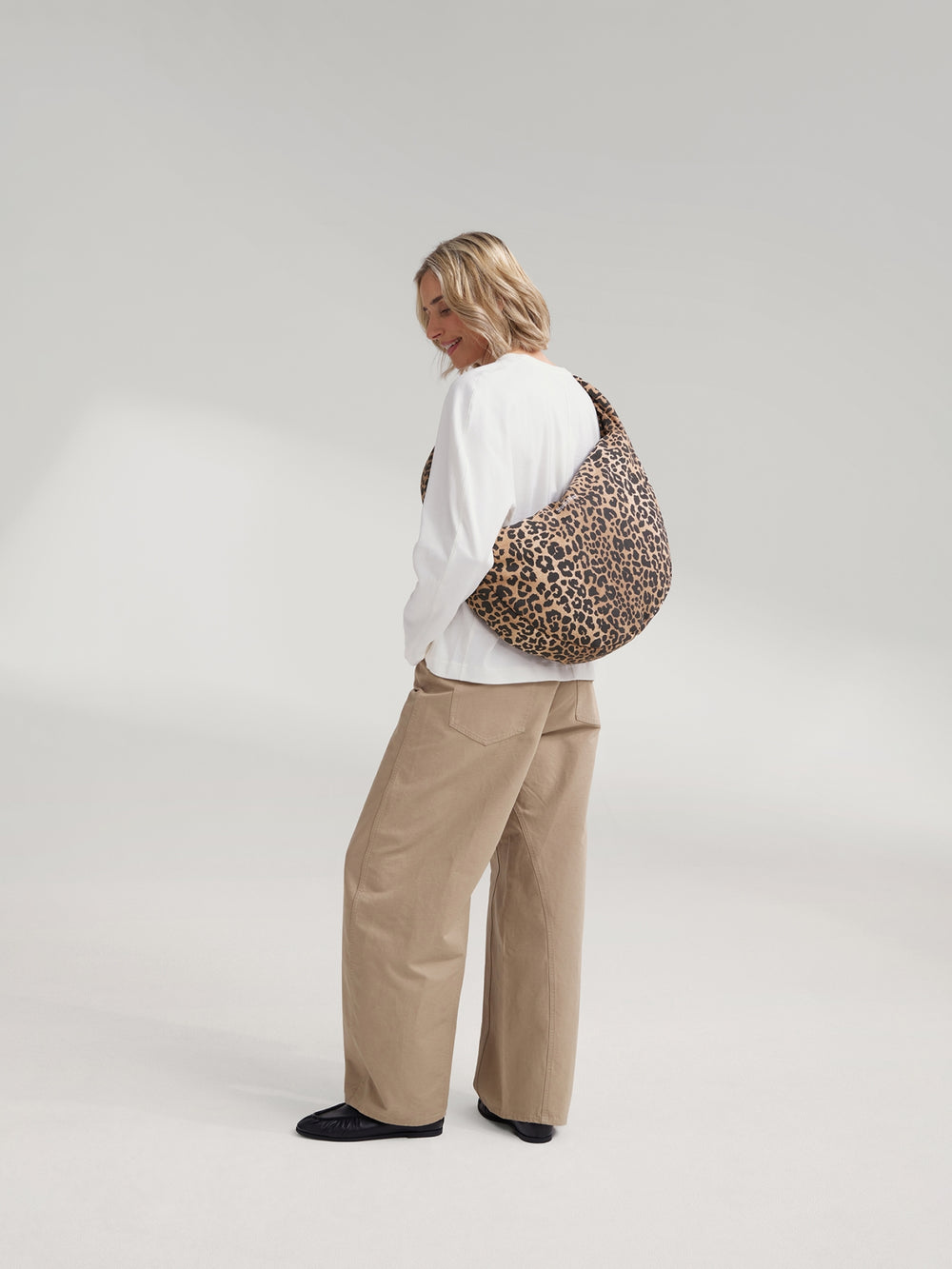 Cotton Cross Body Bag | Brown Leopard