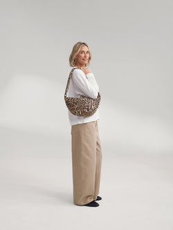 Brown Leopard Cotton Mini-Umhängetasche