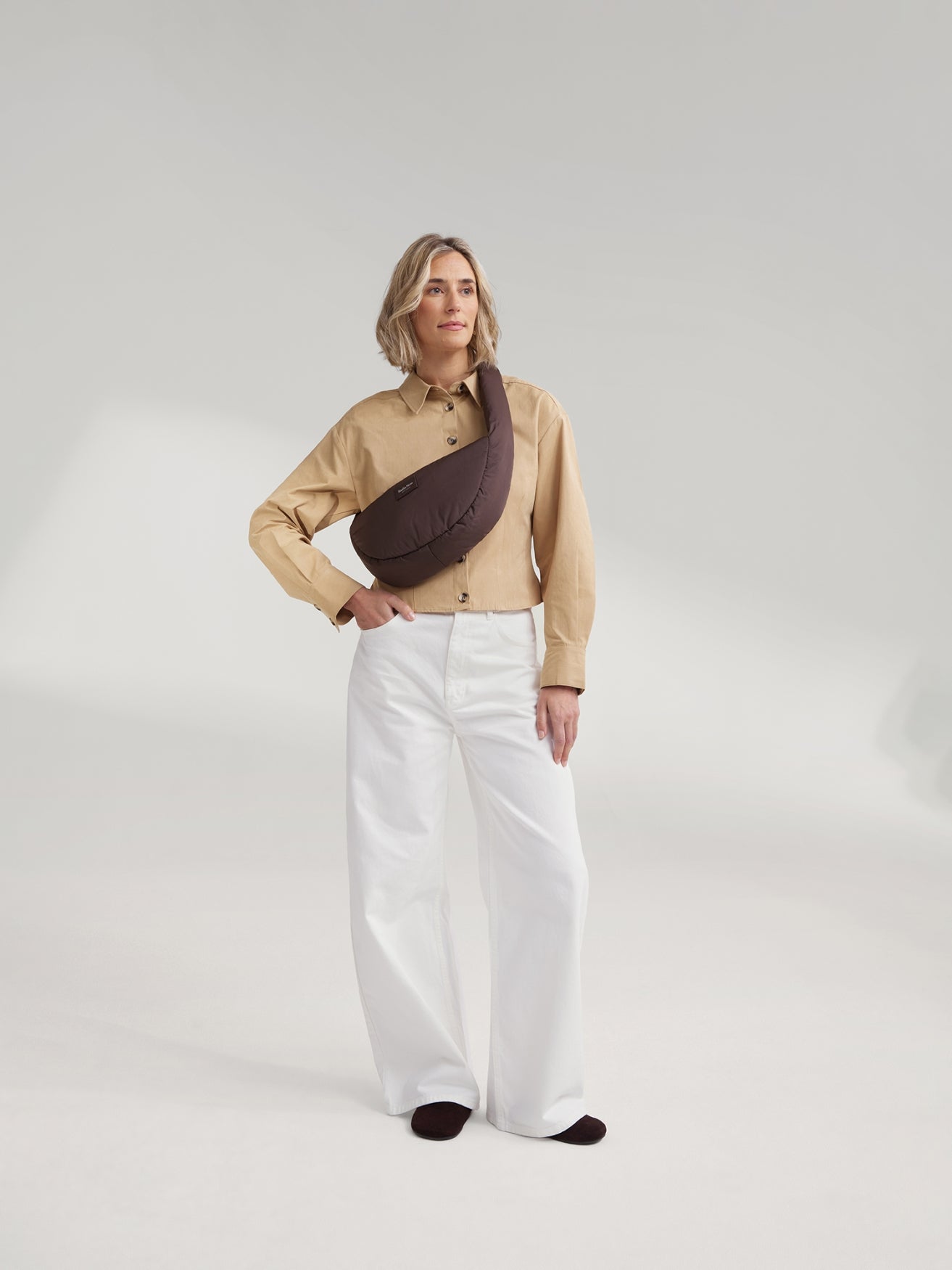 Puffy Mini Cross Body Bag | Brown