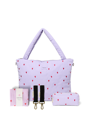 Geschenkset für frischgebackene Eltern | Lila Herzen