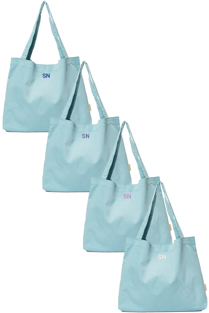 Soft Blue Rib Mom Bag