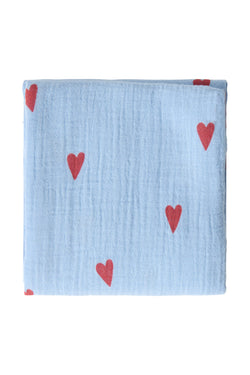 Swaddle Print Medium | Lichtblauw Hearts