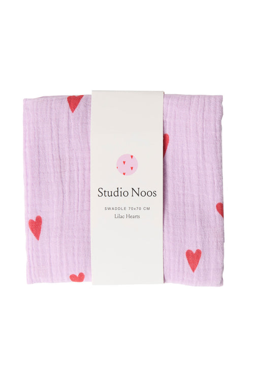 Swaddle Print Medium | Purple Hearts