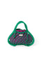 Pochette réversible Violet-Vert | Mini sac à main en macramé vert avec