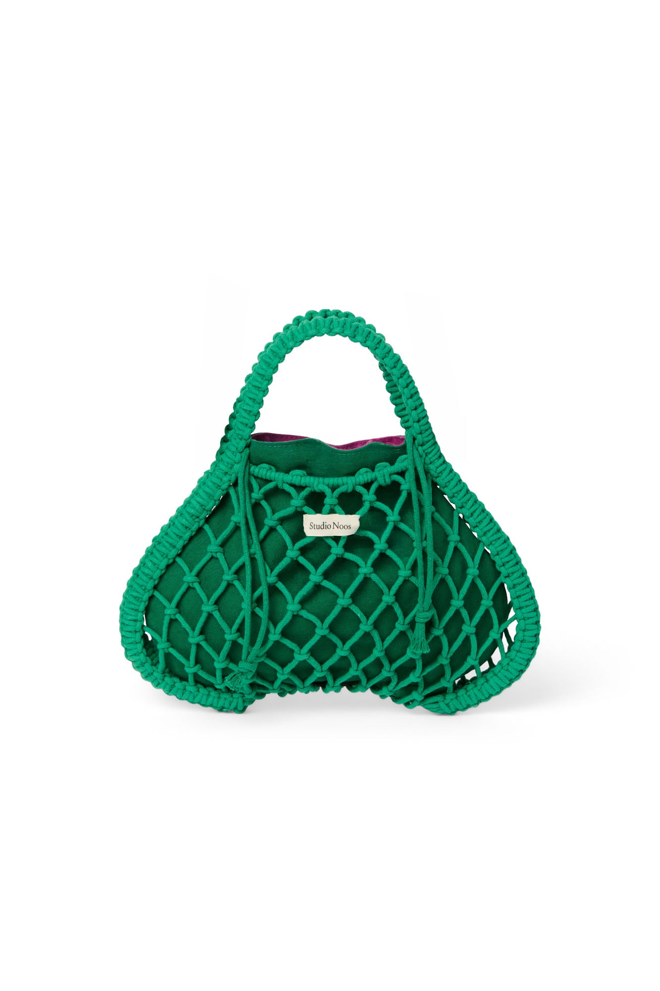 Purple-Green Reversible Insert | Green Macramé Mini Handbag with