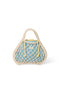 Pochette réversible Bleu-Jaune | Mini sac à main en macramé naturel avec