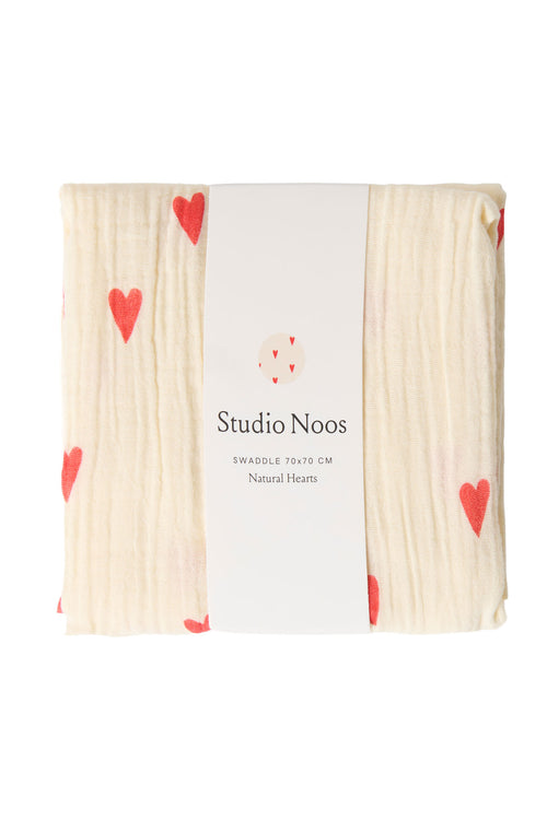 Beige Hydrofiele Doek Met Hartjes – Medium
