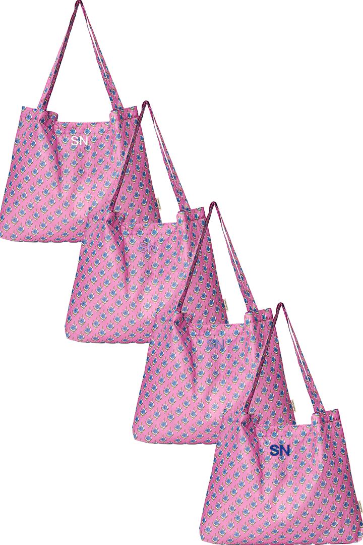 Pink Floral Grocery Bag