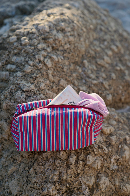 Poplin Striped Pochette | Rose