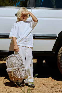 Puffy Midi Backpack | Beige Leopard