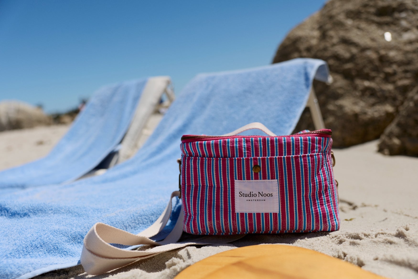 Poplin Striped Cooler Bag | Raspberry
