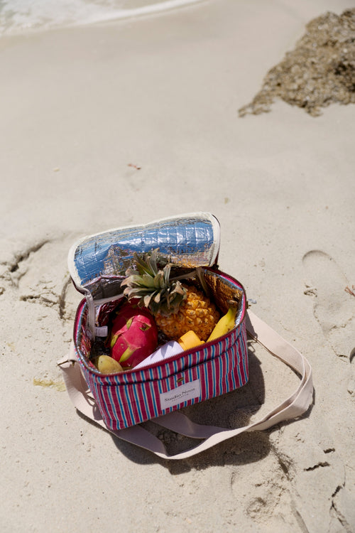 Poplin Striped Cooler Bag | Raspberry