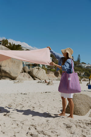 Poplin Stripe Mom Bag | Rose
