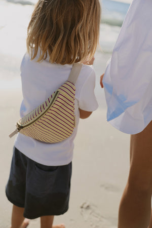 Poplin Striped Mini Sac Banane | Jaune