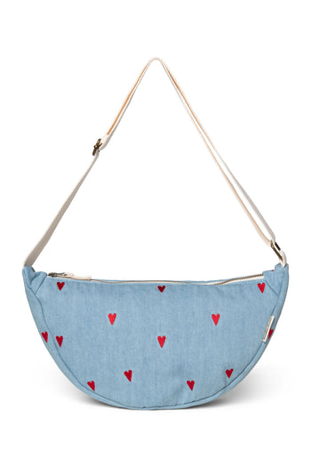 Denim Adult Fanny Pack | Blue Hearts