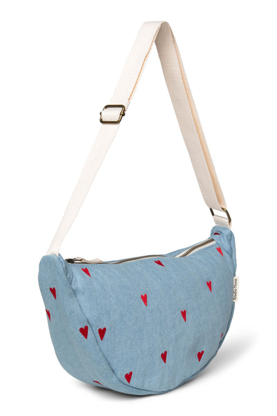 Denim Adult Fanny Pack | Blue Hearts