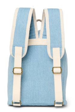 Denim Solid Midi Rugzak Drawstring | Blue