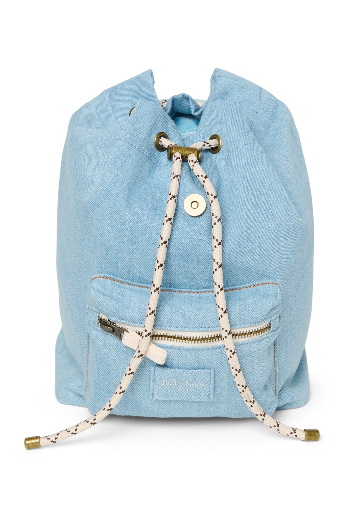 Denim Solid Midi Rugzak Drawstring | Blue