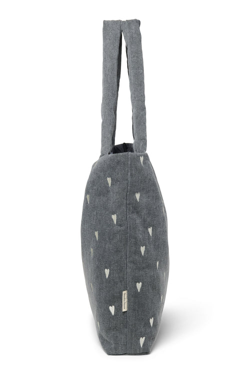 Denim Mom Bag | Grey Hearts