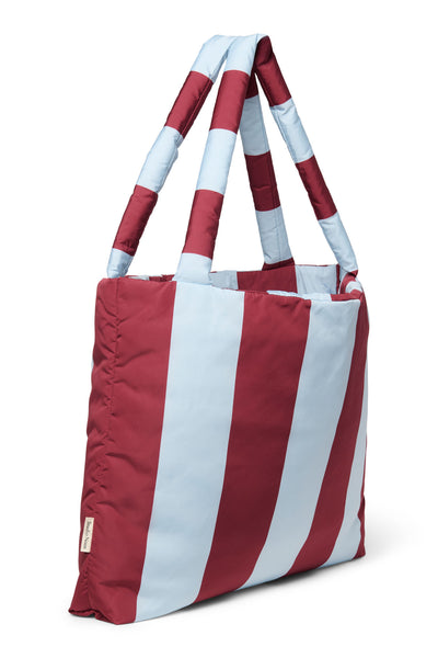 Bold Stripe Mom Bag | Bordeaux/Light Blue