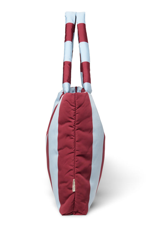 Bold Stripe Mom Bag | Bordeaux / Bleu Clair
