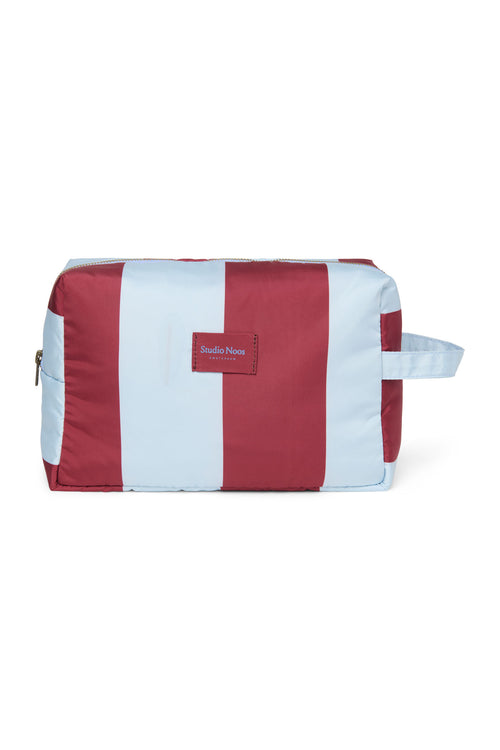 Bordeaux/Lichtblauwe Bold Stripe Toilettas