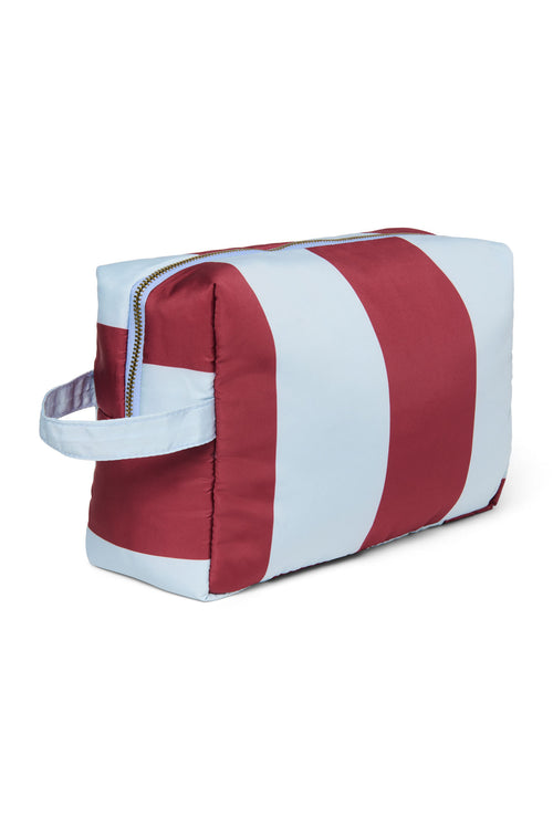 Bordeaux/Lichtblauwe Bold Stripe Toilettas