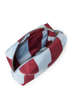 Trousse de Toilette à Rayures Audacieuses | Bordeaux / Bleu Clair