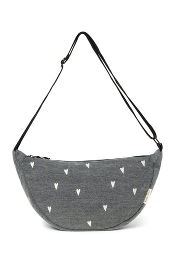 Denim Adult Fanny Pack | Grey Hearts