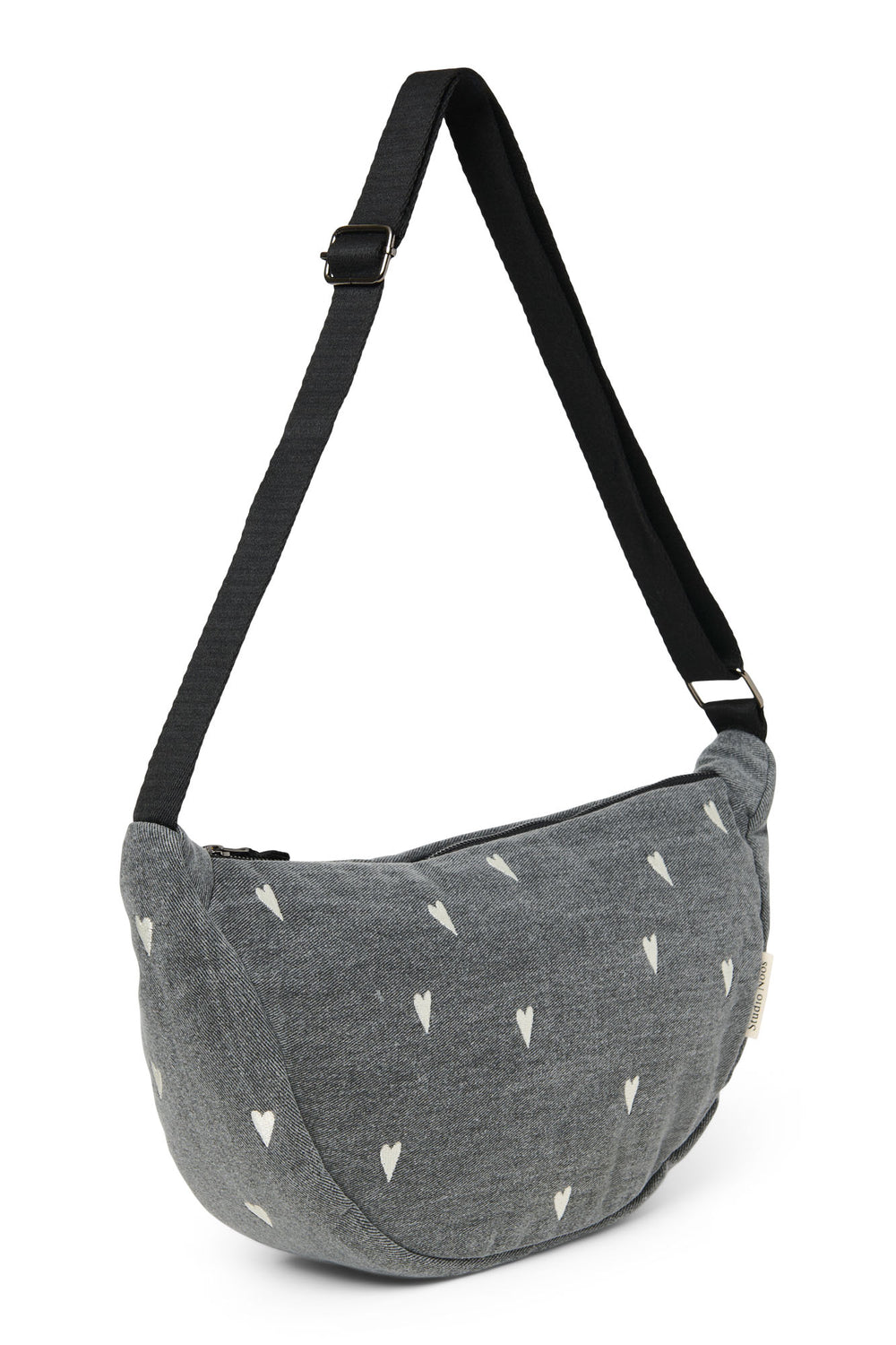 Denim Adult Fanny Pack | Grey Hearts