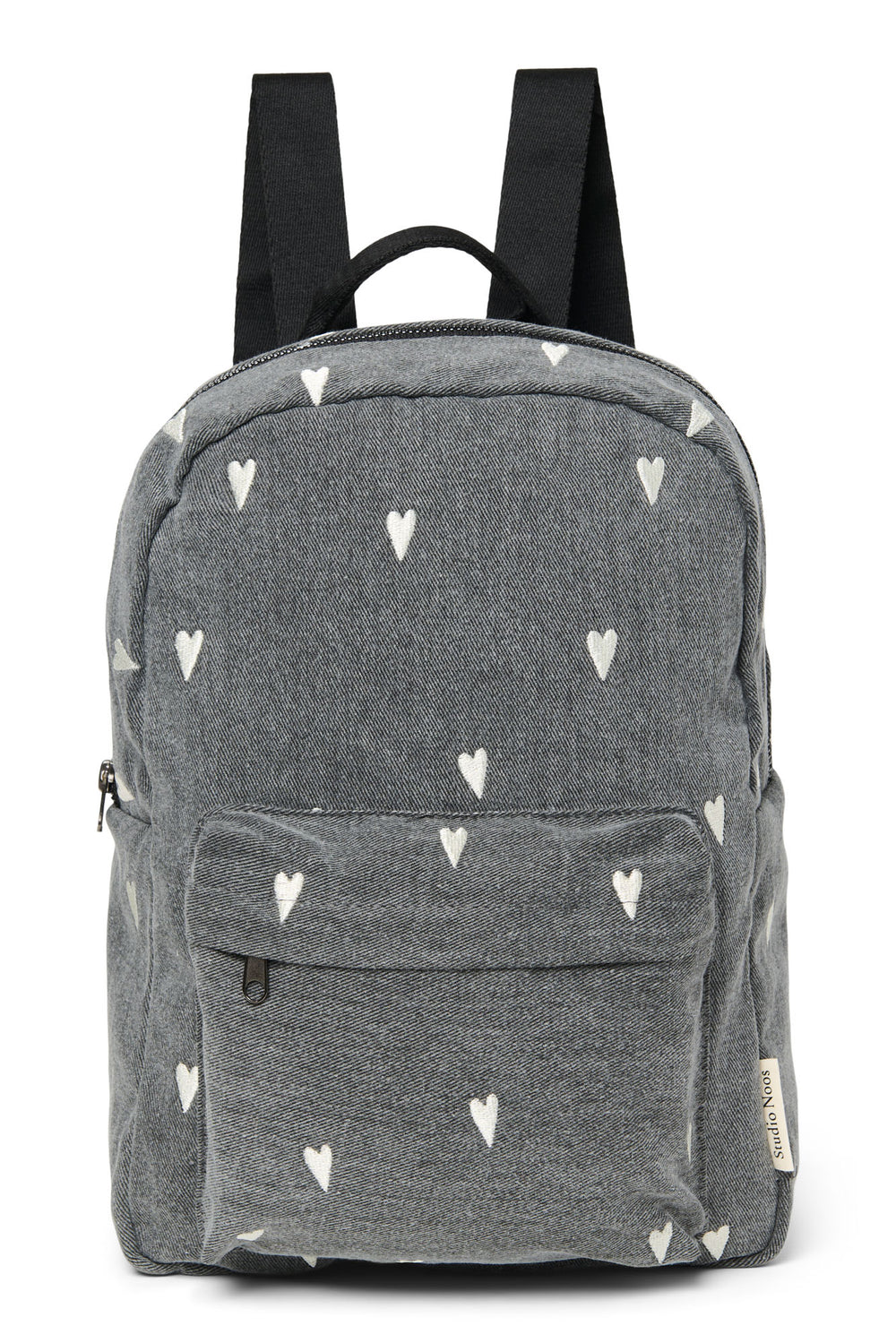 Denim Midi Backpack | Grey Hearts
