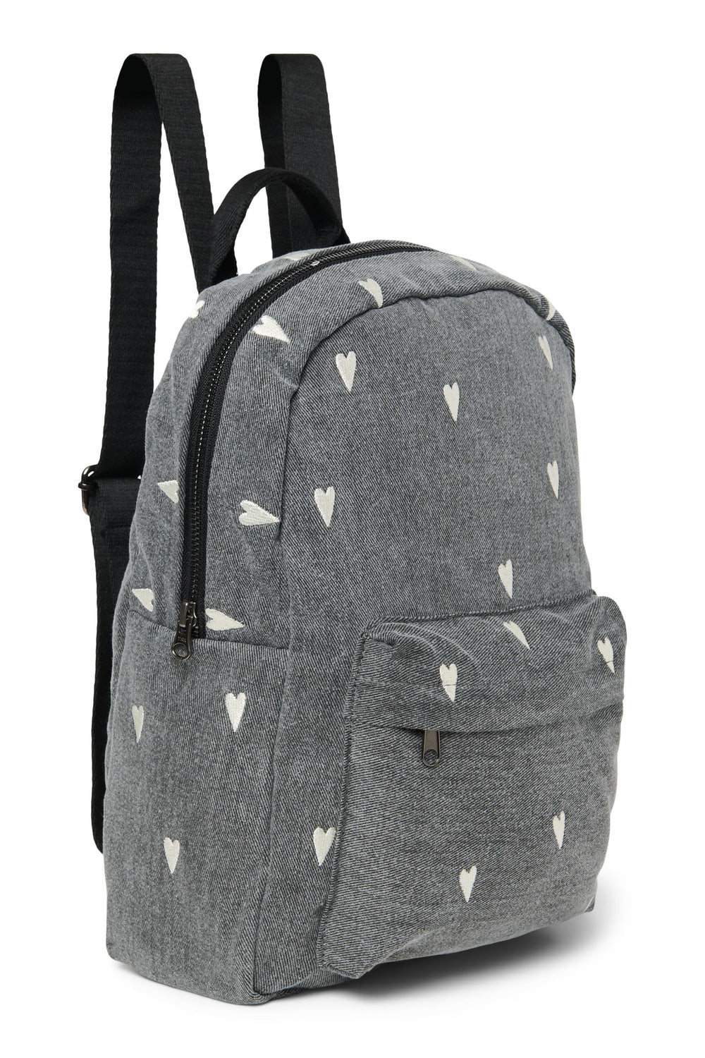 Denim Midi Backpack | Grey Hearts