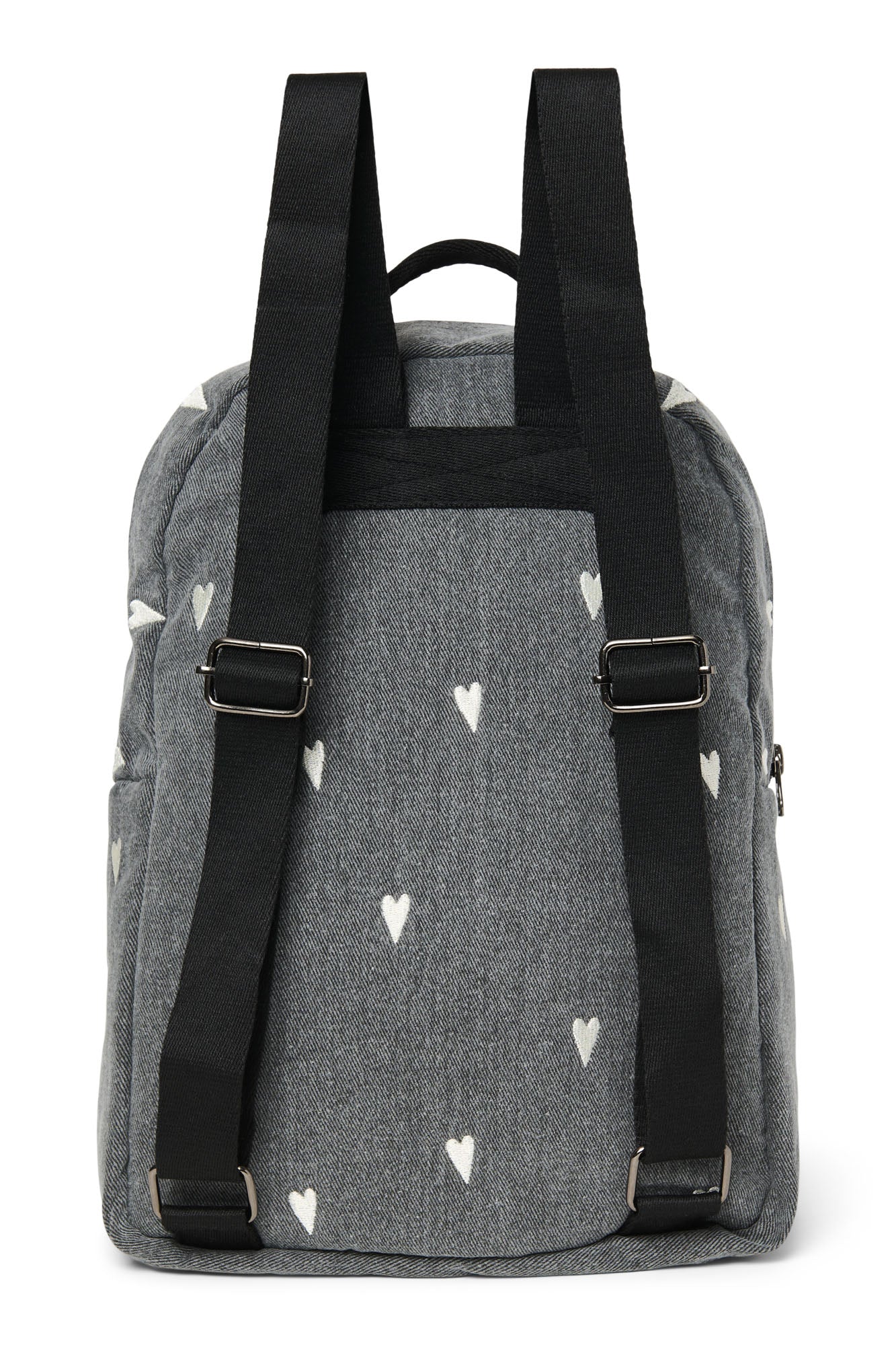 Denim Midi Backpack | Grey Hearts